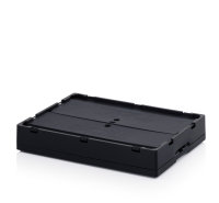 ESD-Faltboxen mit Deckel, mit Deckel, 600x400x420 mm, Schwarz