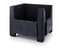 Klappbare ESD-Big Boxen mit 4 Eingriffsklappen, 4 F&uuml;&szlig;e, 1200x1000x1000 mm, Schwarz