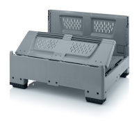 Klappbare Big Boxen mit L&uuml;ftungsschlitzen, Boden und Seiten durchbrochen, 4 F&uuml;&szlig;e, 1200x1000x790 mm, Silbergrau