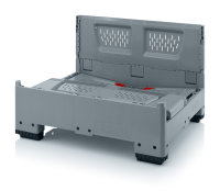 Klappbare Big Boxen mit L&uuml;ftungsschlitzen, Boden und Seiten durchbrochen, 4 F&uuml;&szlig;e, 1200x1000x790 mm, Silbergrau