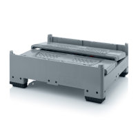 Klappbare Big Boxen mit L&uuml;ftungsschlitzen, Boden und Seiten durchbrochen, 4 F&uuml;&szlig;e, 1200x1000x790 mm, Silbergrau