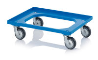 Transportroller Kompakt mit Gummirädern, 620x420 mm, Himmelblau