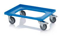 Transportroller Kompakt mit Gummirädern, 620x420 mm, Himmelblau