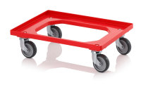 Transportroller Kompakt mit Gummirädern, 620x420 mm, Verkehrsrot