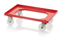 Transportroller Kompakt mit Polyamid-Rädern, 620x420 mm, Verkehrsrot