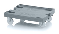 Transportroller Maxi mit Polyamid-Rädern, 2 Lenk-Räder, 2 Lenk-Räder mit Feststeller, 820x620 mm, Silbergrau