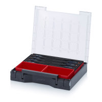 Sortimentsbox bestückt 35 x 29,5 mit Werkzeugeinsatz, 7 Torx-Schraubendreher 2 x SB E 23, 350x295x71 mm