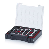 Sortimentsbox bestückt 35 x 29,5 mit Werkzeugeinsatz, 8 Doppelmaulschlüssel, 350x295x71 mm