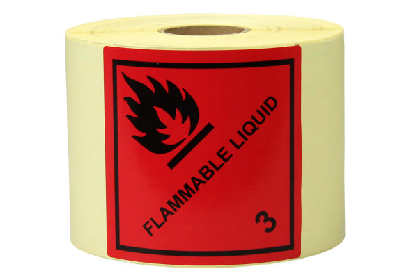 Gefahrgut-Etiketten, 100 x 100 mm, Aufdruck/Symbol, &quot;Flammable Liquid&quot;