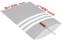 PE-Druckverschlussbeutel, 300x400mm, 50&micro;, transparent, Beschriftungsfeld