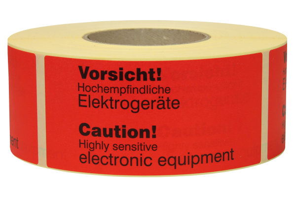 Warnetiketten, 145 x 70 mm, aus Papier, &quot;Sensitive electronic equipment&quot;