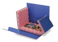 Wellpapp-Chipbox, 200 x 140 x 50 mm, blau, mit 20 mm rosa...