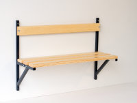 Wandbank Holz/Stahl - verschiedene Längen, BxH cm: 36x71, mit Rückenlehne
