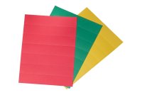 Set Beschriftungsschilder für Einstecktafel "Flexo-Board", bestehend aus je einem Bogen in rot, gelb und grün zu je 14 Schildern = 42 Schilder, sortiert, Verpackungseinheit: 1 STZ