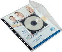 PP-Dokumententasche mit CD/DVD-Tasche, DIN A4 mit 310 x 238 mm, mit Abheftlochung, mit Klettverschluss, transparent, Transparent, Verpackungseinheit: 1 P/5