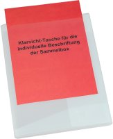 PP-Sammelbox, f&uuml;r DIN A4, 25mm F&uuml;llh&ouml;he, mit Vordertasche zur Beschriftung, integrierter Verschluss, transparent, Transparent, Verpackungseinheit: 10 STK