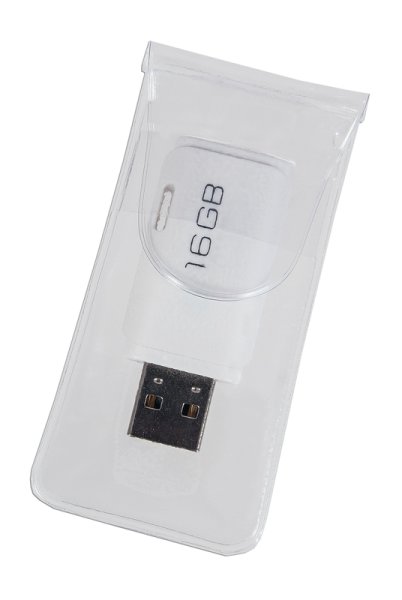 Selbstklebetasche f&uuml;r USB-Speichersticks, aus PVC, mit Steckverschlu&szlig;, 40 x 75 mm, Transparent, Verpackungseinheit: 1 P/100