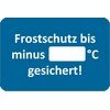 Kundendienst-Aufkleber mit verschiedenen Texte, 60 x 40 mm, Text Frostschutz bis minus ...&deg;C gesichert, Verpackungseinheit: 1 ROL/250