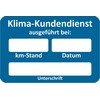 Kundendienst-Aufkleber mit verschiedenen Texte, 60 x 40 mm, Blau, Text Klima-Kundendienst ausgef&uuml;hrt bei, Verpackungseinheit: 1 ROL/250