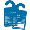 Kundendienst-Spiegelanhänger "Räder nachziehen", 90 x 180 mm, VE = Pack a 100 Stück, Blau, Verpackungseinheit: 1 P/100