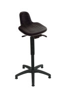 Stehhilfe ergonomischer PU-Sitz schwarz, mit Griffmulde, Höhenverstellung: 580-840mm optionaler Fußring, Kunstoff Fußkreuz