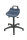 Stehhilfe Hocker, Kunststoff-Fu&szlig;kreuz Gleiter, PU blau oder schwarz Sitzh&ouml;he variabel, R&uuml;ckenst&uuml;tze, Sitzneige