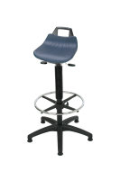 Stehhilfe, Kunststoff-Fußkreuz Gleiter, PP blau oder PU schwarz Sitzhöhe 610-860mm, Rückenstütze, Fußring, Sitzneige
