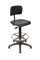 Arbeitsstuhl Drehstuhl Sitz und Rückenverschiedene Farben / Materialien, Kunststoff-Fußkreuz schwarz, Bodengleiter,Rücken verstellbar, Fußring