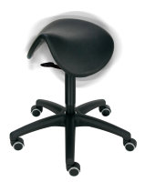 Rollhocker - Hocker mit Sattelsitz und bewegtem Sitzen - verschiedene Farben / Materialien, Sitzhöhenverstellung: 520 - 710 mm, Hebelauslösung, Kunststoff-Fußkreuz