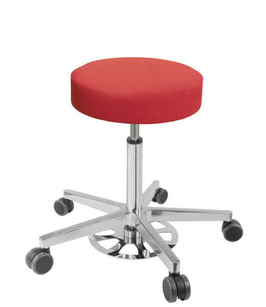 Rollhocker Sitz: PU-Bezugsstoff - verschiedene Farben gepolstert, &Oslash; 360 mm, Sitzh&ouml;he: 540 - 720 mm, Fu&szlig;kreuz: Aluminium, Doppelrollen