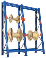 Kabeltrommel-Regal SchräRoll System mit 2 Kabeltrommelachsen, 1500kg Tragkraft