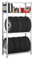 Garagenregal-Set MULTIplus150, 2000 x 1000 x 400 mm, verzinkt, 2 Fachb&ouml;den, 2 Reifenebenen &aacute; 150 kg Fachlast pro Ebene