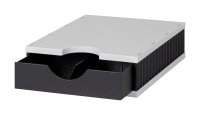 Schubladenbox styrodoc uno SET, 1 Fach, schwarz/grau mit 1 System-Schublade schwarz und Unterteilungs-Set