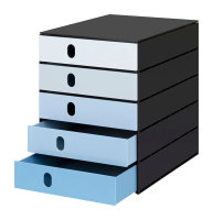 styroval Schubladenbox pro "color flow" mit 5 Schubladen geschlossen in blauer Ausprägung