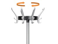 Unilux CYPRES Garderobenst&auml;nder metallgrau, 8 Dreifach-Kleiderhaken, drehbarer Kopf, Schirmhalter, 170 cm hoch, 34 cm Durchmesser