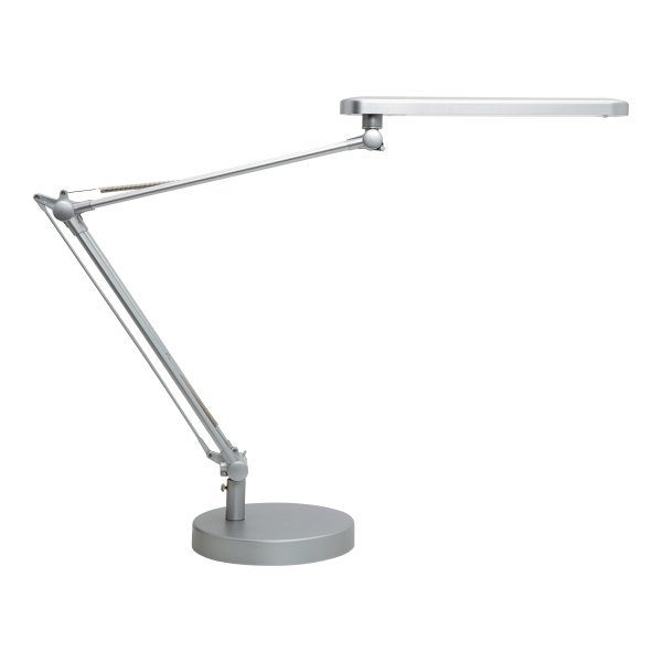 Unilux MAMBO LED Schreibtischleuchte grau, mit Tischklemme, Standfu&szlig; und Gelenkarm