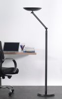 Unilux VARIALUX ARTICULATED LED-Stehleuchte schwarz, flexibel durch Gelenkarm, dimmbar, Drehschalter am Mast, warmwei&szlig;es Licht