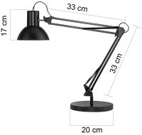 UNILUX Success 66 Schreibtischleuchte schwarz Lieferung mit Fu&szlig; und Klemme, Doppelgelenkarm, ohne Leuchtmittel