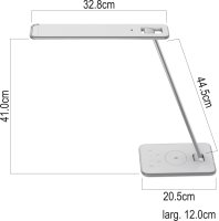 Unilux JAZZ LED-Tischleuchte wei&szlig;-metallgrau, Lichtst&auml;rke/-farbe variabel, Ladefunktion &uuml;ber Induktion (kabellos) und USB, Nachtlicht, Ausschaltfunktion &uuml;ber Timer