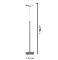 Unilux ZELUX, LED-Deckenfluter metallgrau, bewegliche Lichtschalenh&auml;lften zur direkten oder indirekten Beleuchtung, dimmbar