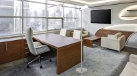 Unilux ZELUX, LED-Deckenfluter metallgrau, bewegliche Lichtschalenh&auml;lften zur direkten oder indirekten Beleuchtung, dimmbar