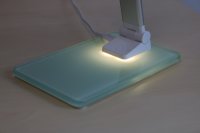 Unilux POPY LED-Tischleuchte weiss, Lichtst&auml;rke und -farbe dimmbar, mit Glasfu&szlig; und Nachtlicht, faltbar