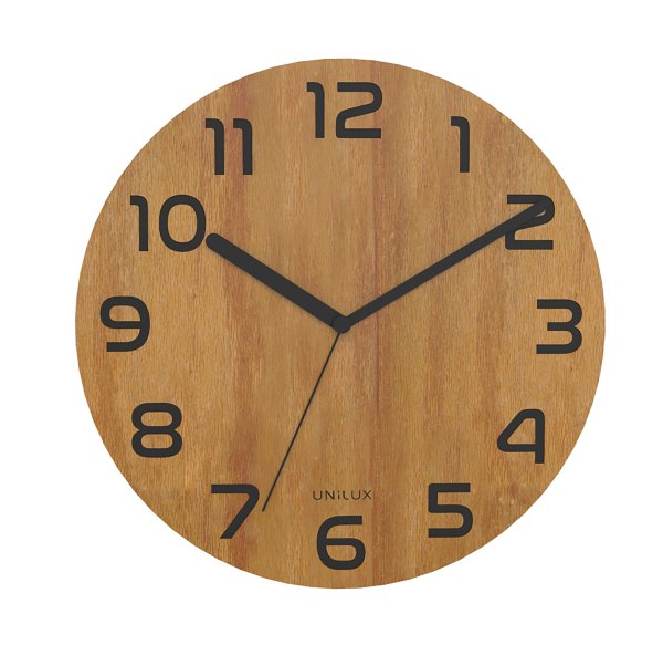 Unilux PALMA BAMBOO Wanduhr Bambus-Ziffernblatt  &Oslash; 30 cm Quarzuhrwerk, schleichende Zeiger, inkl. Batterie