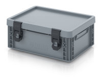 Eurobehälter mit Scharnierdeckel Pro, 415x325x205 mm, Silbergrau