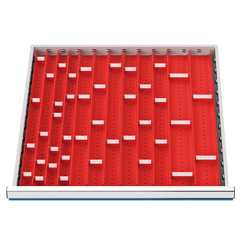 Schubladeneinteilung R 24-24 mit Muldenplatten f&uuml;r Front 50/75 mm Ma&szlig;e in mm (BxT): 600 x 600