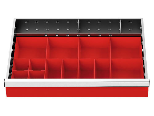 Schubladeneinteilung R 24-16 mit Kleinteilek&auml;sten f&uuml;r Front 100 mm Ma&szlig;e in mm (BxT): 600 x 400