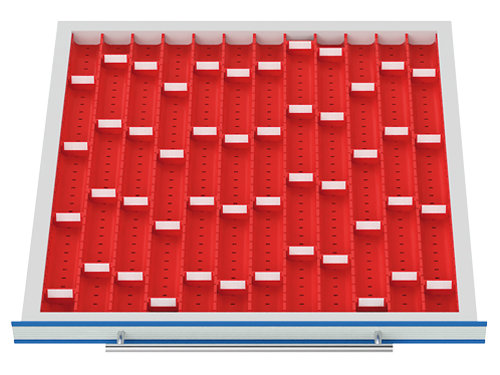 Schubladeneinteilung R 24-24 mit Muldensortiment f&uuml;r TSM-Schrank, Fronth&ouml;he 50 mm